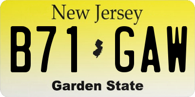 NJ license plate B71GAW