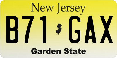 NJ license plate B71GAX