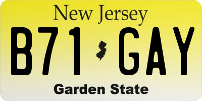 NJ license plate B71GAY