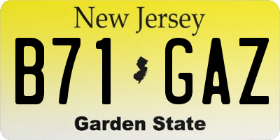NJ license plate B71GAZ