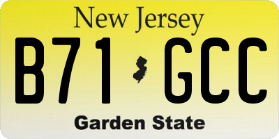 NJ license plate B71GCC