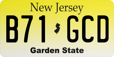 NJ license plate B71GCD