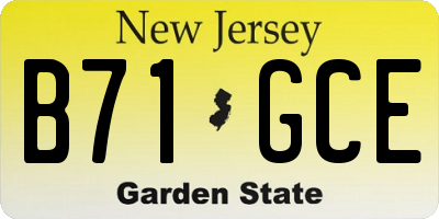 NJ license plate B71GCE