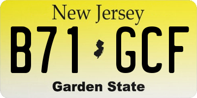 NJ license plate B71GCF