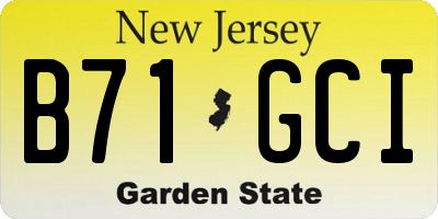NJ license plate B71GCI
