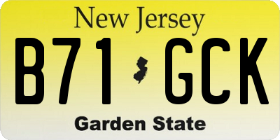 NJ license plate B71GCK