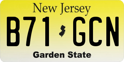 NJ license plate B71GCN