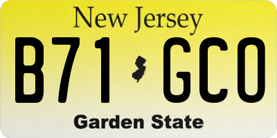 NJ license plate B71GCO
