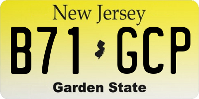 NJ license plate B71GCP