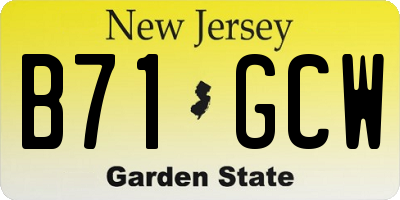 NJ license plate B71GCW