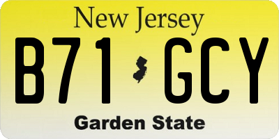 NJ license plate B71GCY