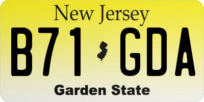 NJ license plate B71GDA