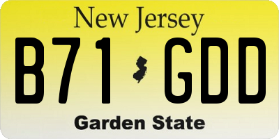 NJ license plate B71GDD