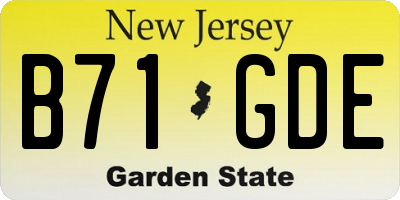 NJ license plate B71GDE