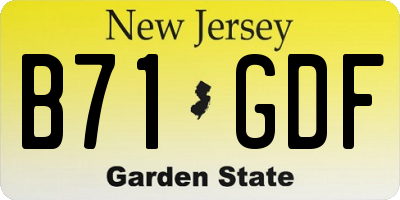 NJ license plate B71GDF