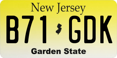 NJ license plate B71GDK