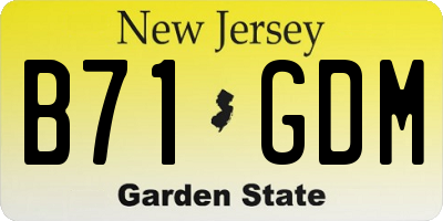 NJ license plate B71GDM