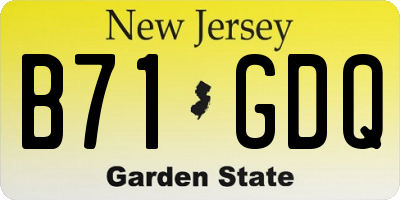 NJ license plate B71GDQ