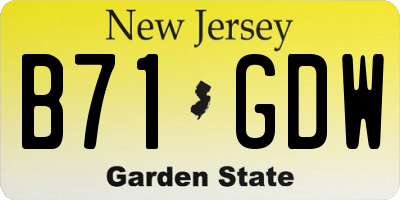 NJ license plate B71GDW