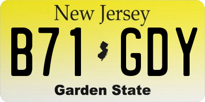 NJ license plate B71GDY