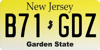 NJ license plate B71GDZ
