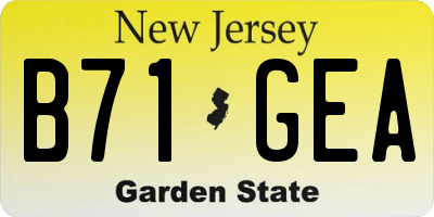 NJ license plate B71GEA
