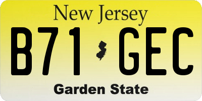 NJ license plate B71GEC