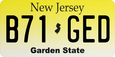 NJ license plate B71GED