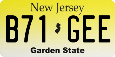 NJ license plate B71GEE