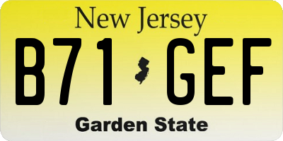 NJ license plate B71GEF