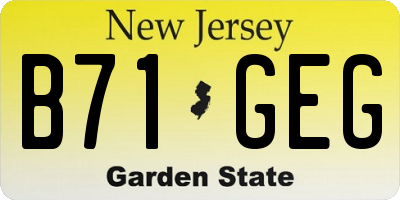 NJ license plate B71GEG