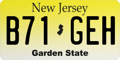 NJ license plate B71GEH