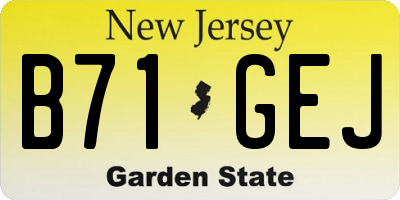 NJ license plate B71GEJ