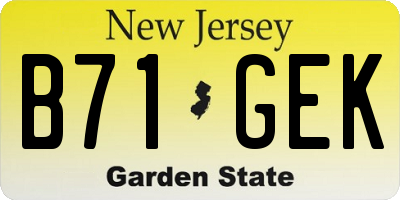 NJ license plate B71GEK