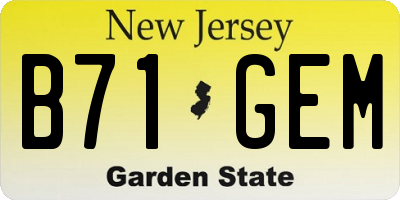 NJ license plate B71GEM