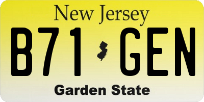 NJ license plate B71GEN