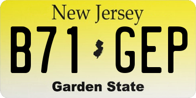 NJ license plate B71GEP
