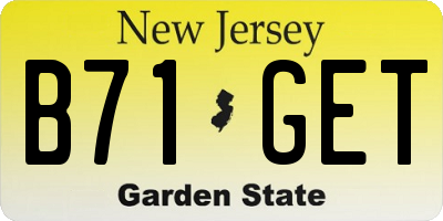 NJ license plate B71GET