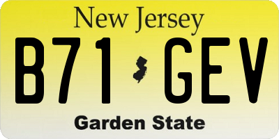 NJ license plate B71GEV