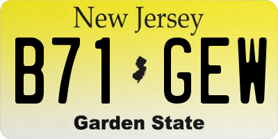 NJ license plate B71GEW