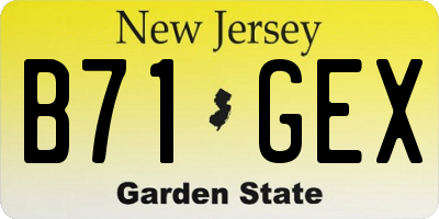 NJ license plate B71GEX