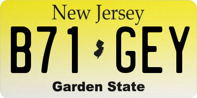NJ license plate B71GEY