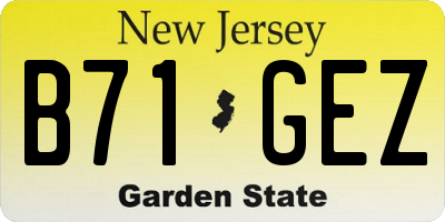 NJ license plate B71GEZ