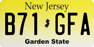 NJ license plate B71GFA