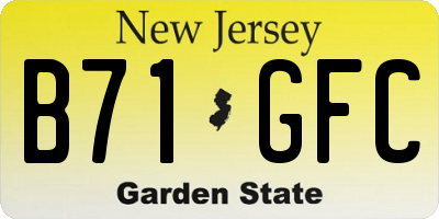 NJ license plate B71GFC