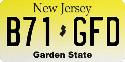 NJ license plate B71GFD