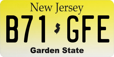 NJ license plate B71GFE