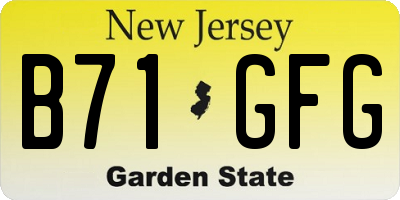 NJ license plate B71GFG