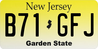 NJ license plate B71GFJ
