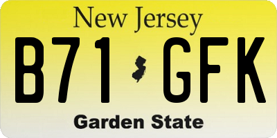 NJ license plate B71GFK